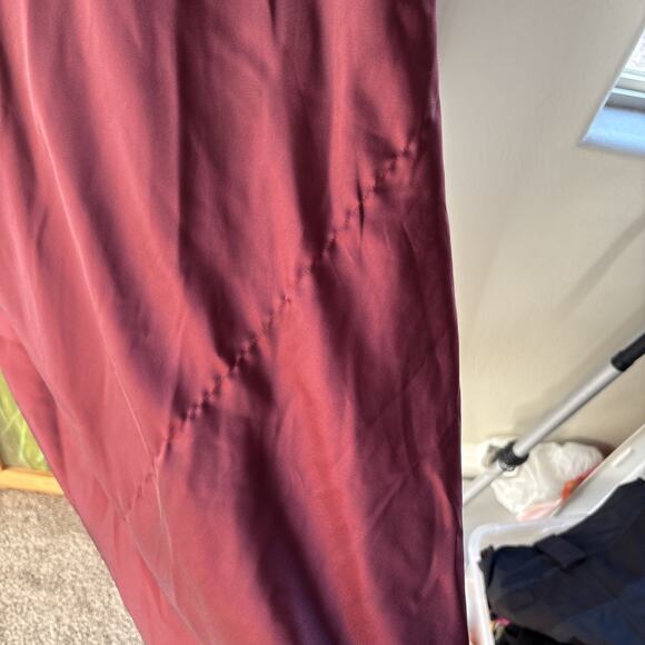 Anthropology Revelry Skye Maroon Midi Size 10 Cowl neck Satin Fitted Slip Dress - Picture 6 of 13